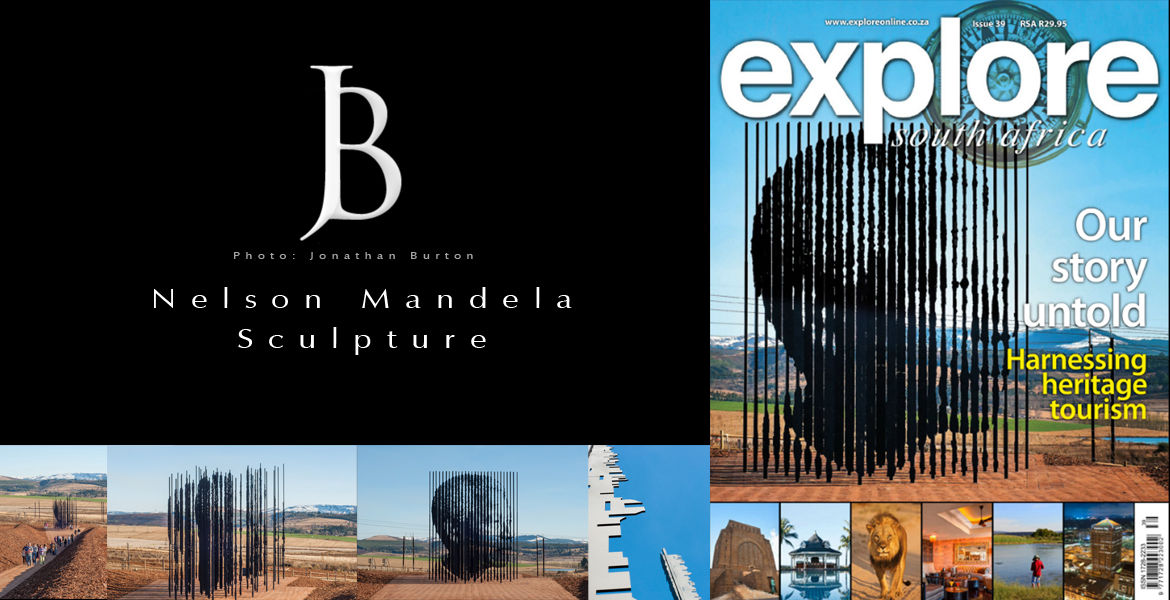 Jonathan Burton's sculpture photography on the cover of explore South Africa magazine, 'Our story untold: Harnessing heritage tourism'